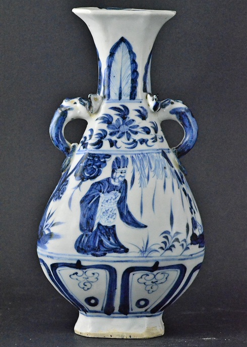 Blue and White Hexagonal Vase, Yuan Dynasty