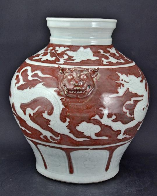 Red Underglazed Dragon Jar